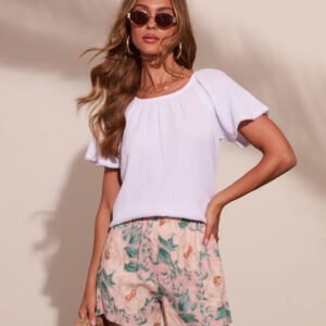 Kenzee Frayed Trim Gauze Top