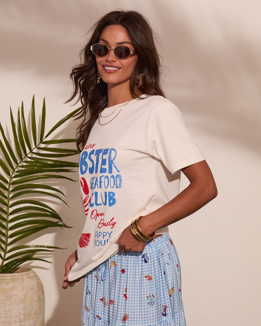 Lobster Seafood Club Cotton Graphic Short Sleeve Tee - Image 3
