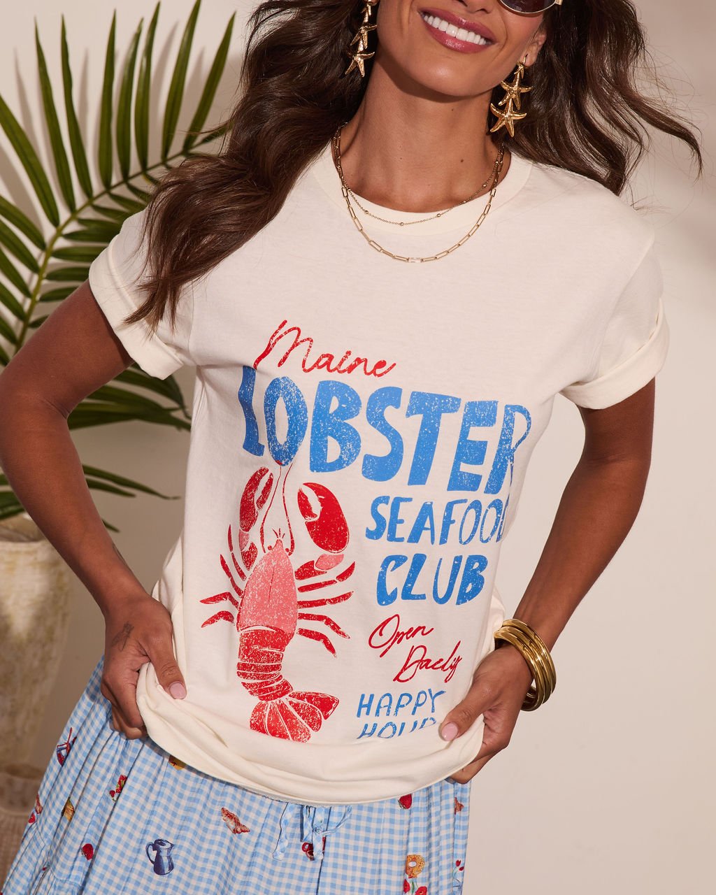 Lobster Seafood Club Cotton Graphic Short Sleeve Tee - Image 2